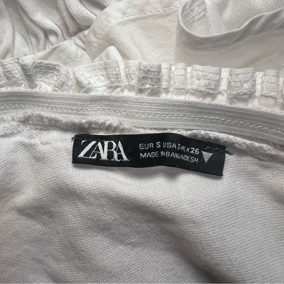 Zara White Ruffle Flounce Sleeve V-Neck Peplum Top - Picture 10 of 11